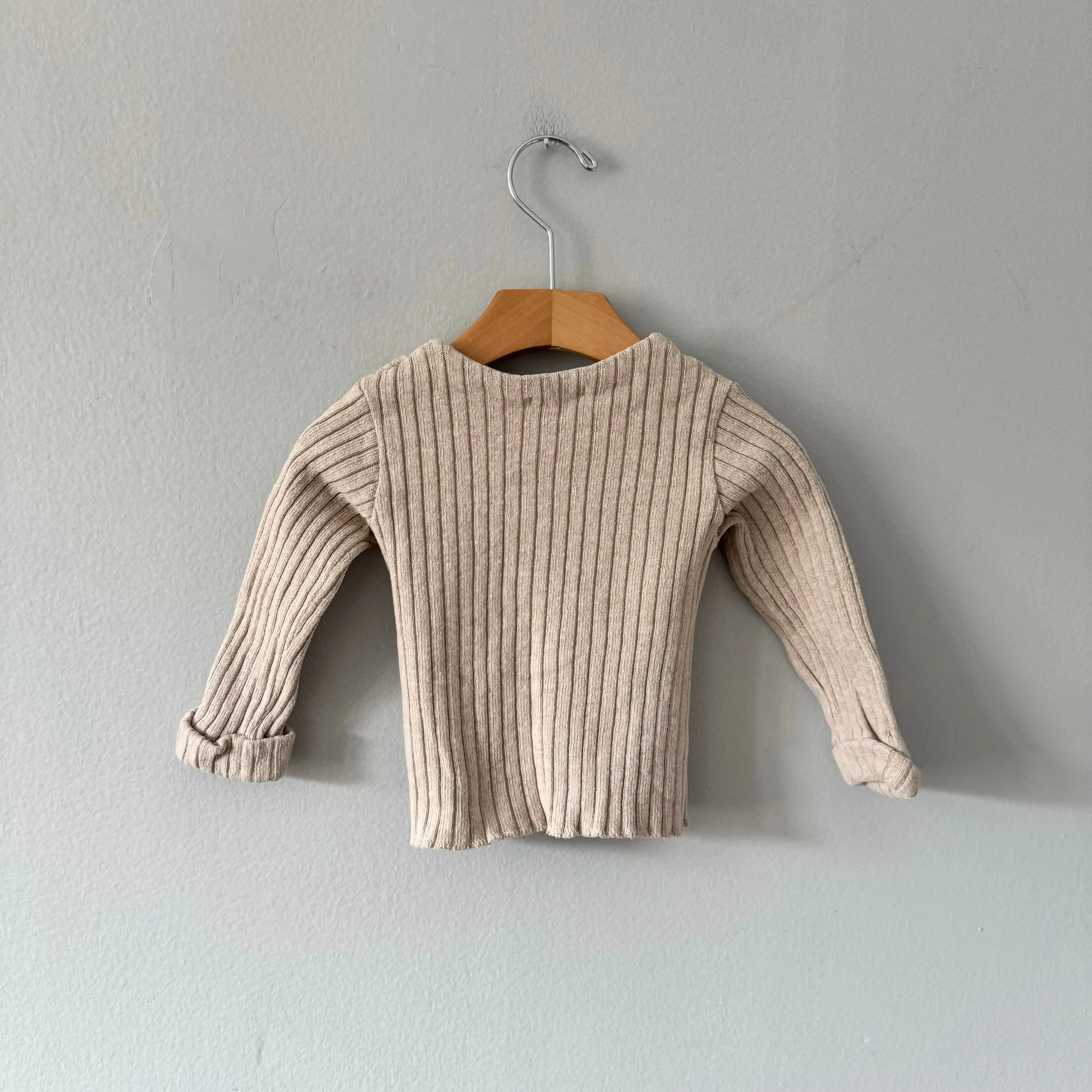 1  in the family / Beige ribbed knit cardigan / 12M