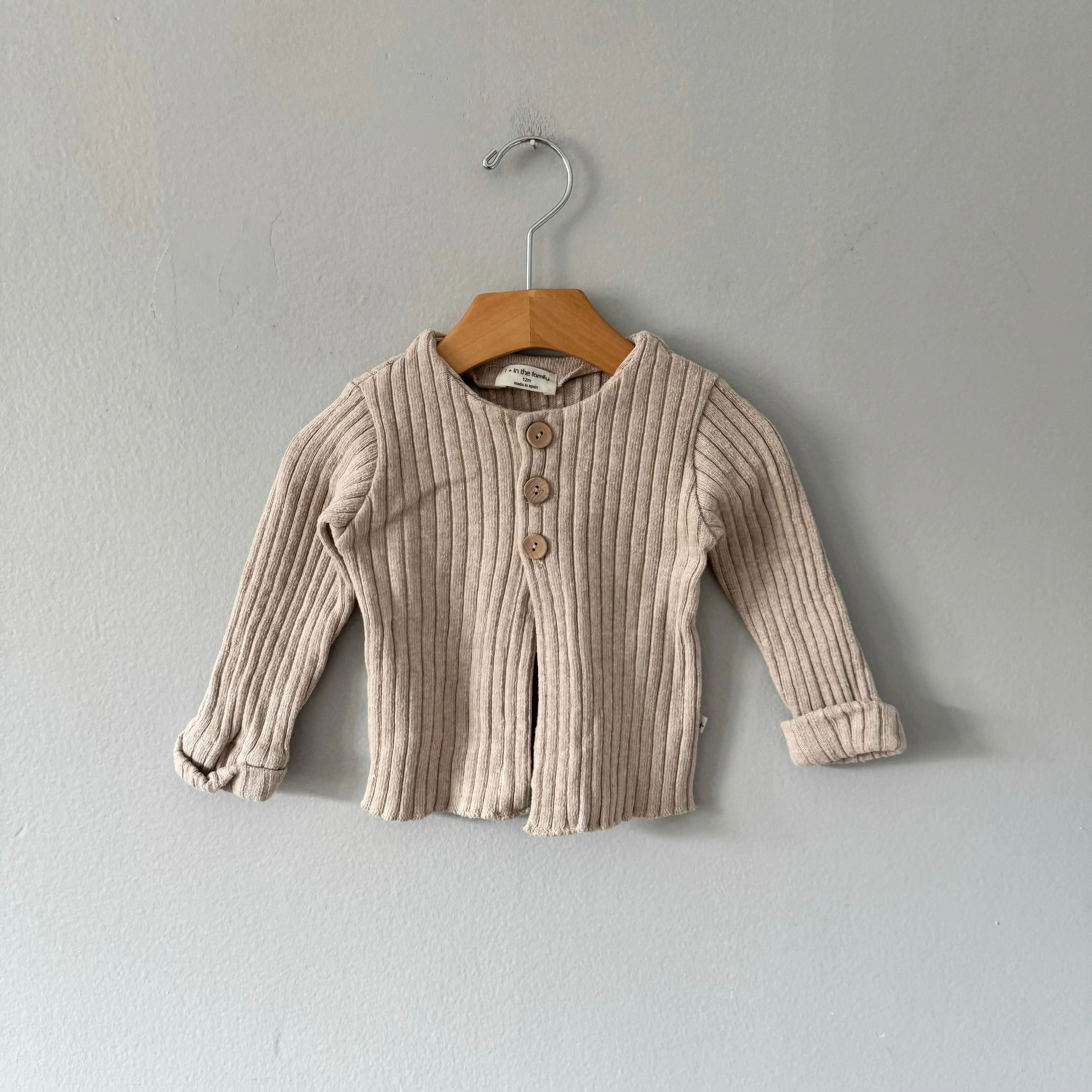 1  in the family / Beige ribbed knit cardigan / 12M