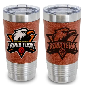 20 oz Basketball Leather Tumblers -Mix & Match- Bulk Wholesale Personalized Engraved or Full Color Print Logo