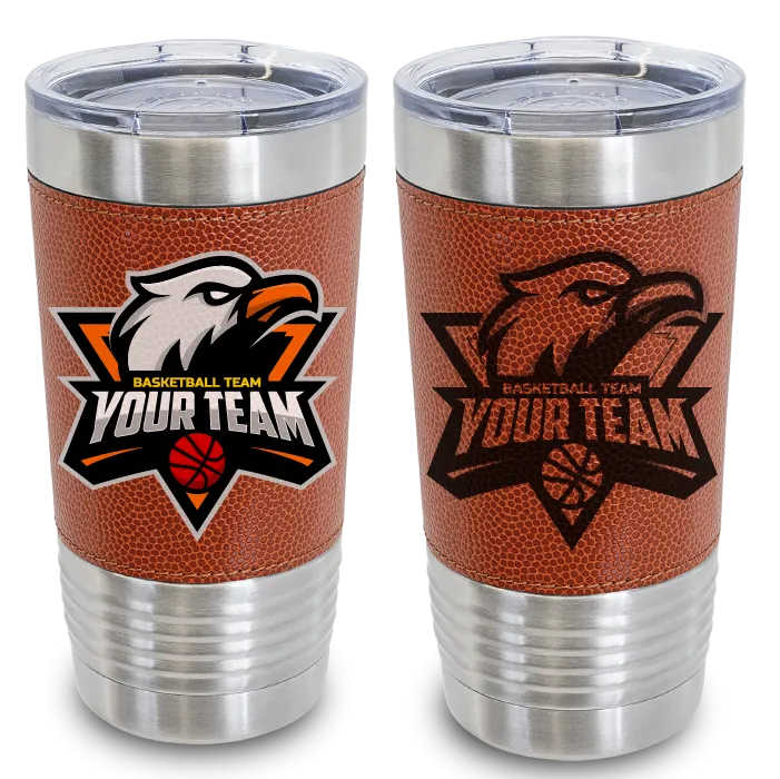 20 oz Basketball Leather Tumblers -Mix & Match- Bulk Wholesale Personalized Engraved or Full Color Print Logo