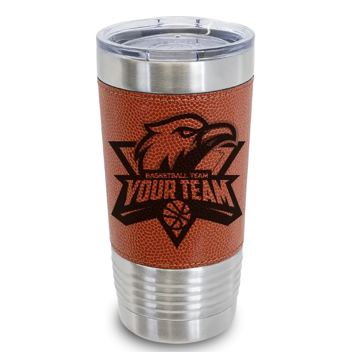 20 oz Basketball Leather Tumblers -Mix & Match- Bulk Wholesale Personalized Engraved or Full Color Print Logo