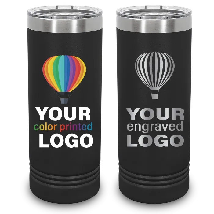 22 oz Skinny Promo Tumblers -Mix & Match- Bulk Wholesale Personalized Engraved or Full Color Print Logo