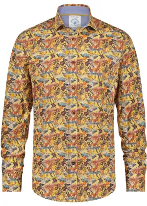 A Fish Named Fred Mens Rock & Roll Mix Shirt Gold Yellow