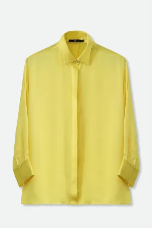 ADRIA SHIRT IN STRETCH SILK CHARMEUSE IN YELLOW