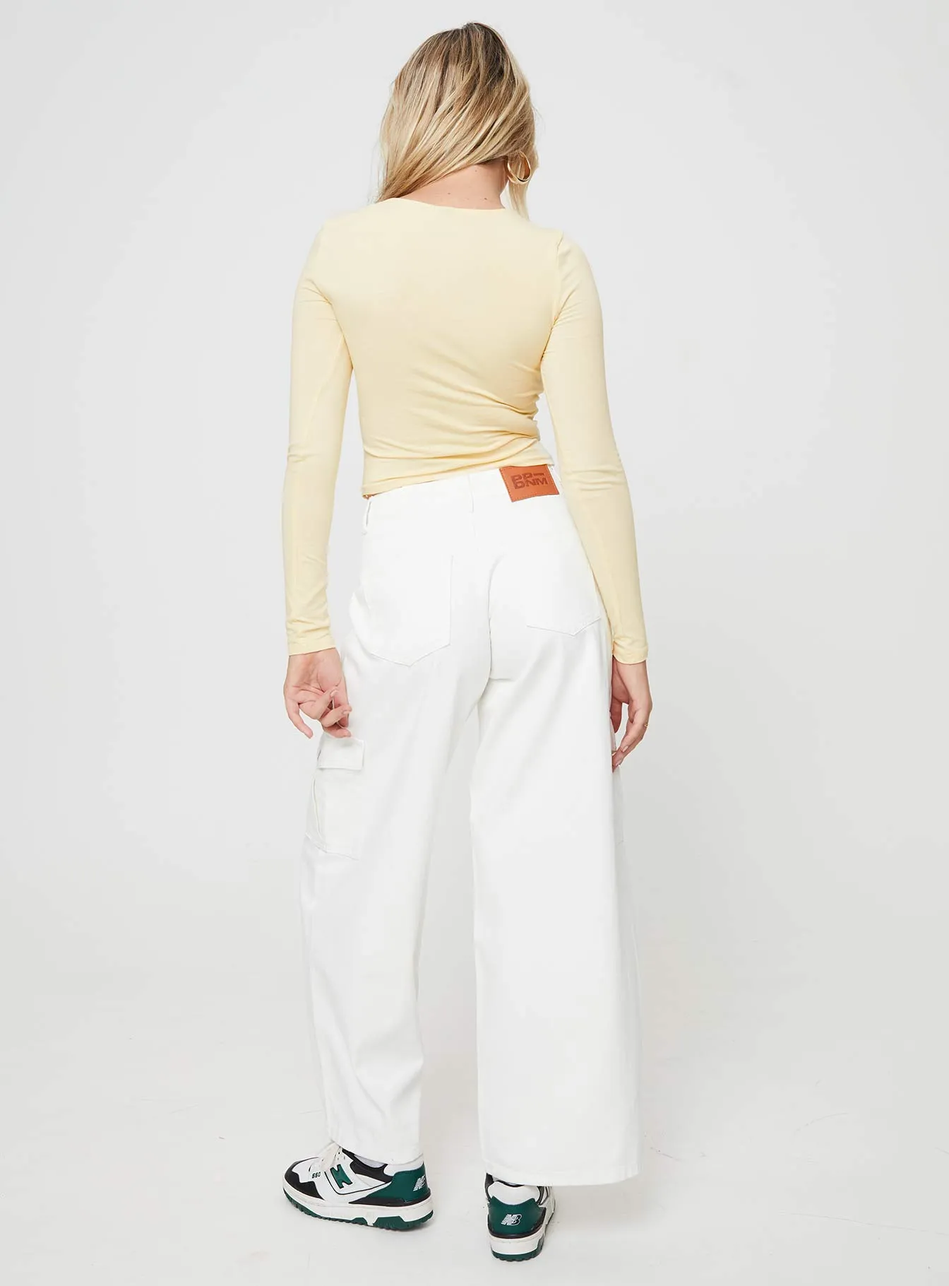 Adrianne Wide Leg Cargo Jeans White