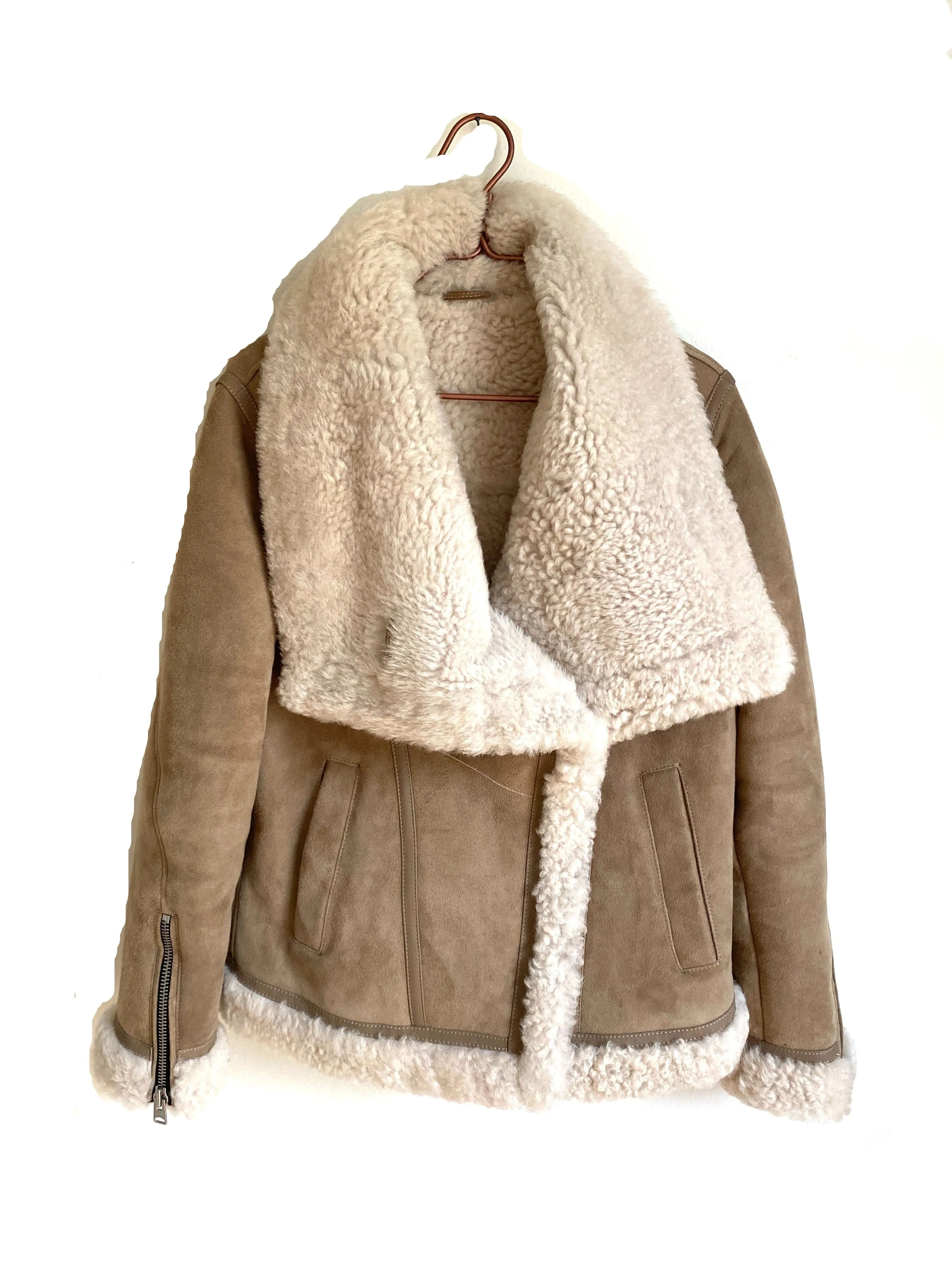 ALL SAINTS Harlow Shearling Aviator Jacket - Size Medium