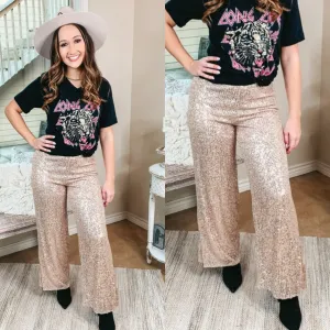 Always Extra Full Sequin Wide Leg Pants in Ivory