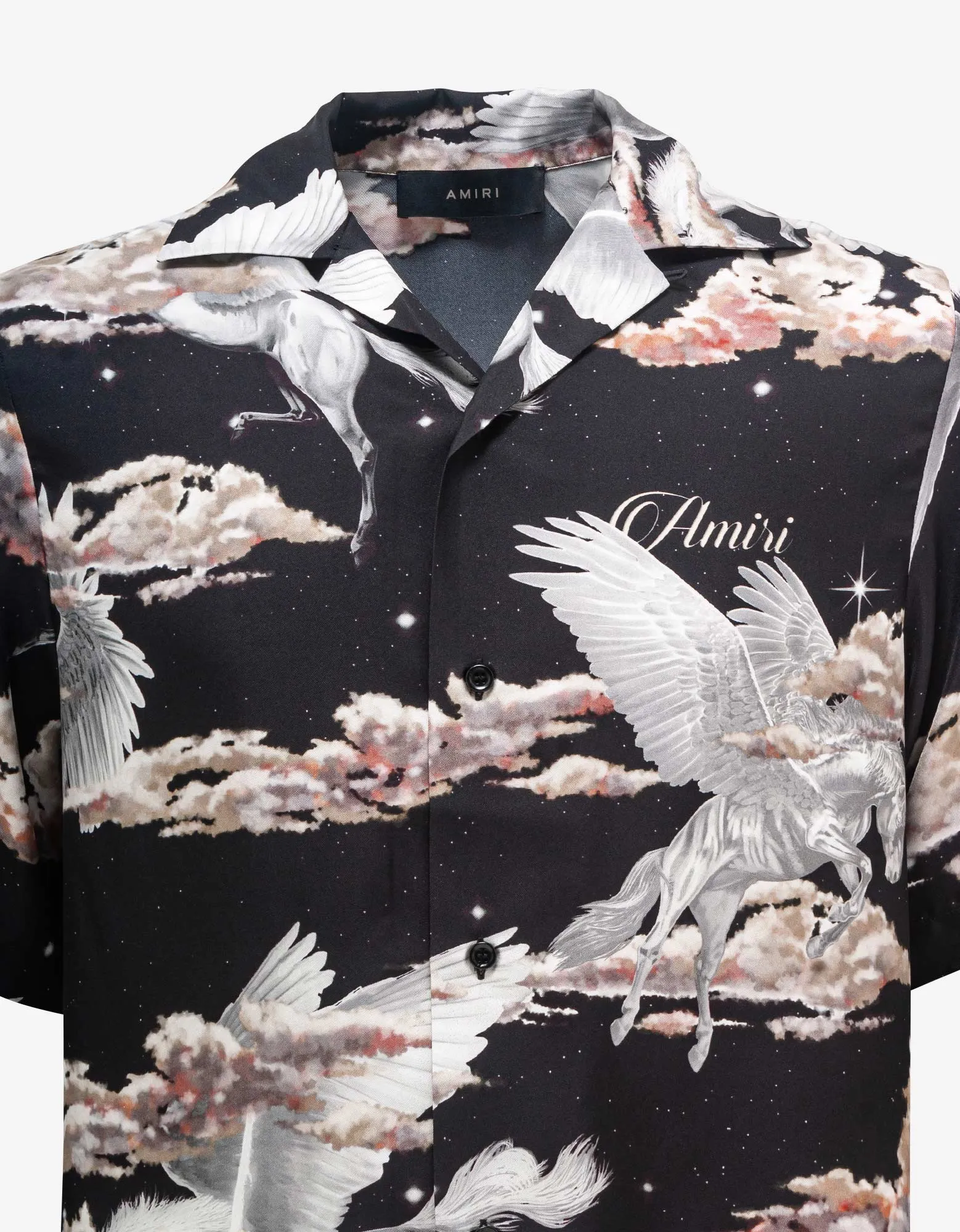 Amiri Black All-Over Pegasus Bowling Shirt