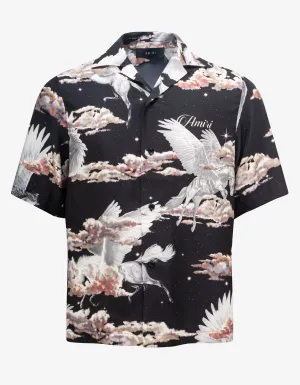 Amiri Black All-Over Pegasus Bowling Shirt