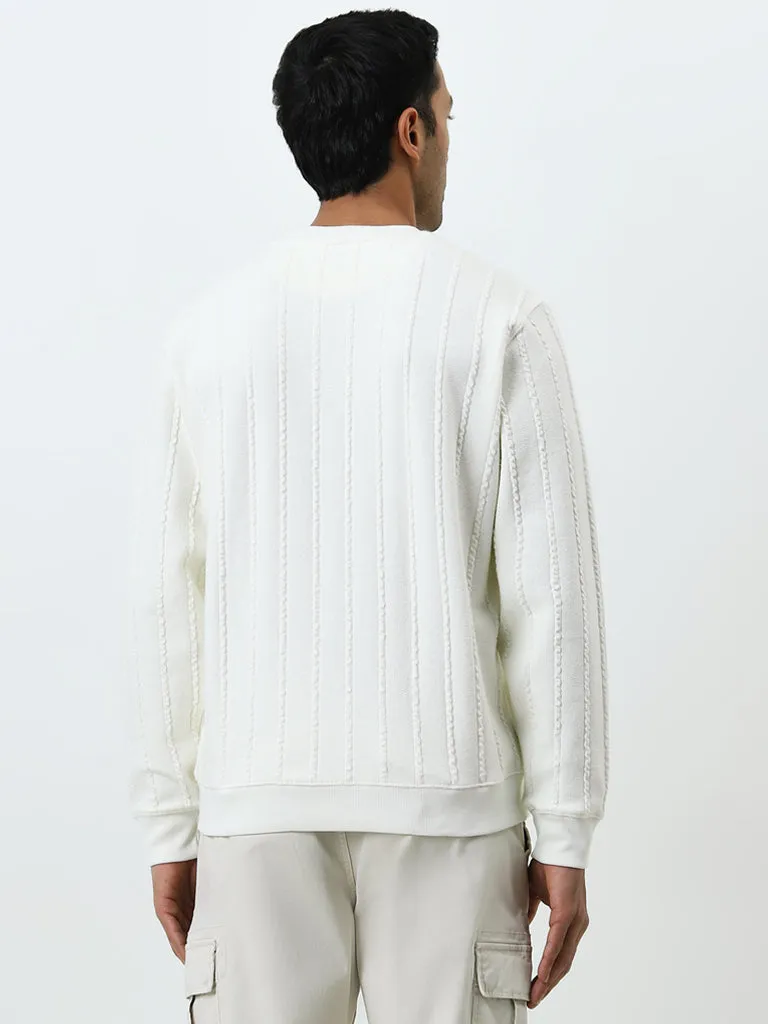 Ascot Off-White Knitted Relaxed-Fit Cotton Sweater