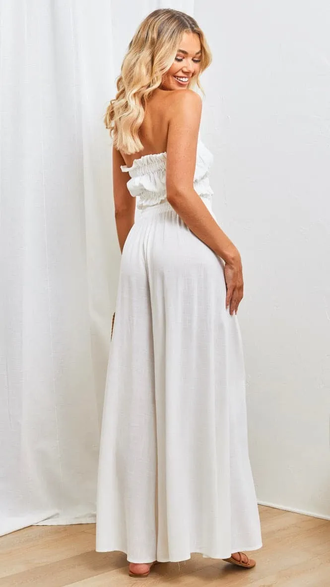 Avery Wide Leg Pants - White