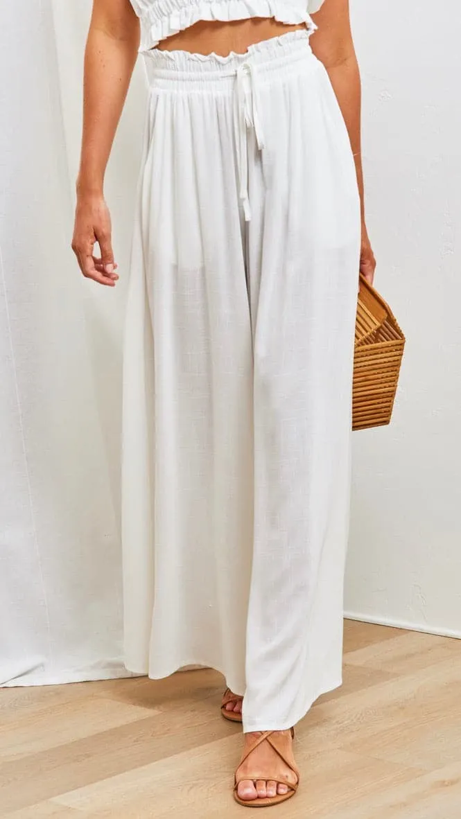 Avery Wide Leg Pants - White