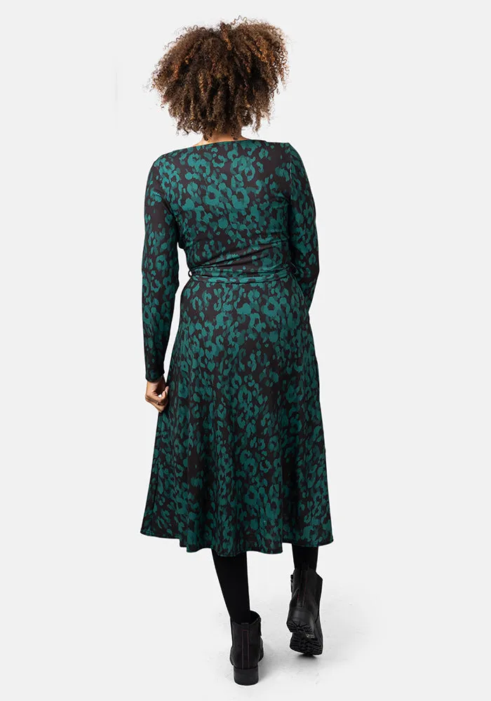 Avi Green Animal Print Midi Dress