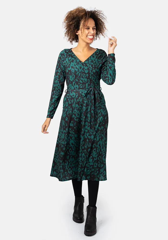 Avi Green Animal Print Midi Dress