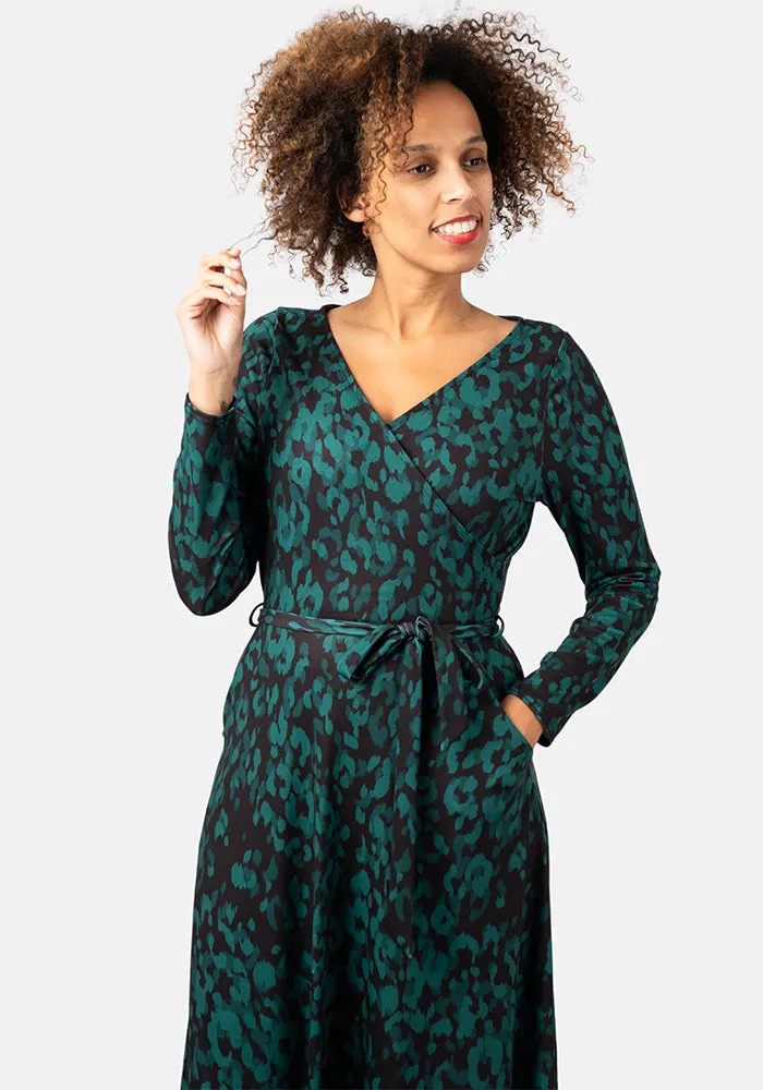 Avi Green Animal Print Midi Dress