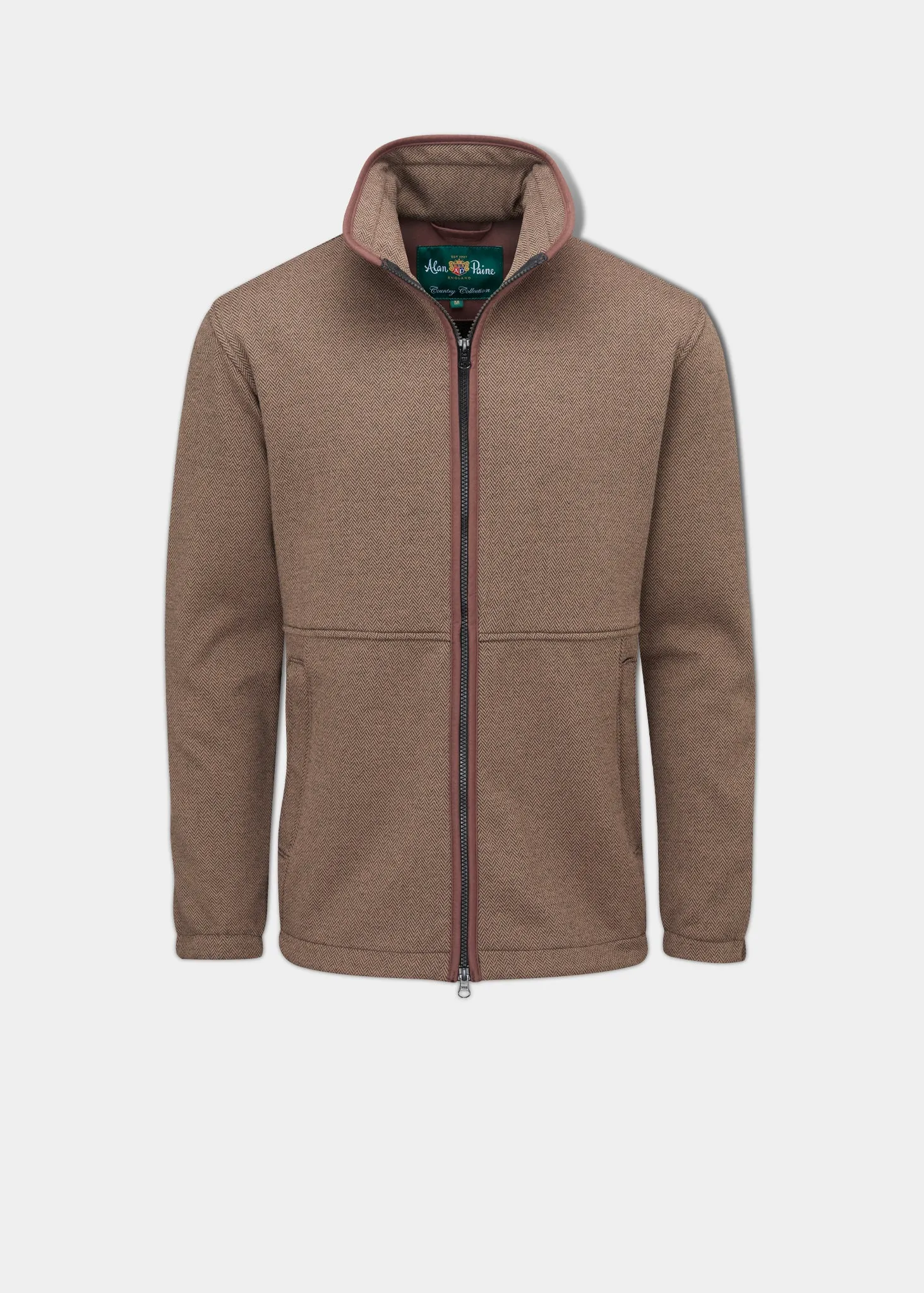 Aylsham Men's Fleece Jacket In Brown Herringbone - Regular Fit