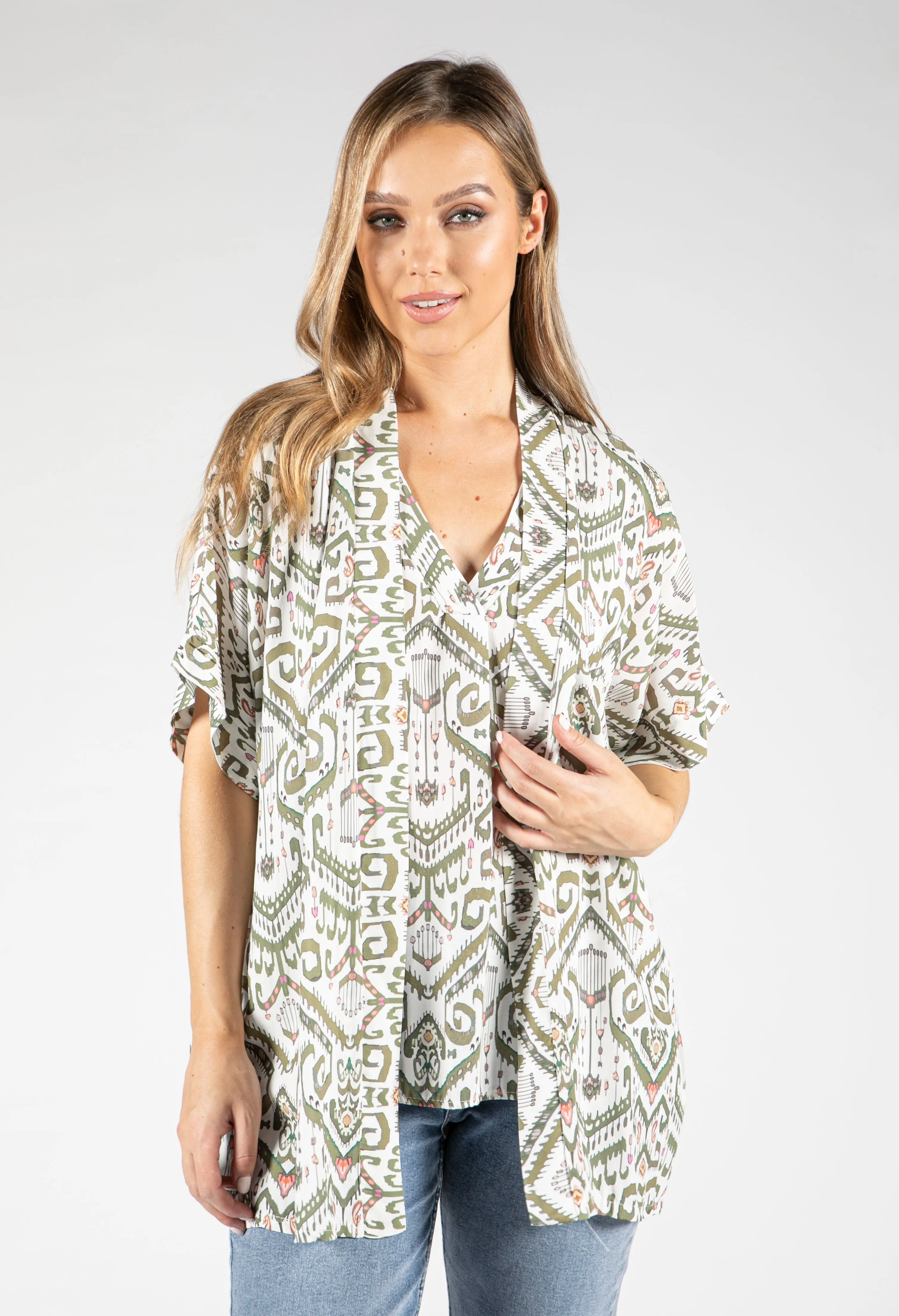 Aztec Print Open Cardi