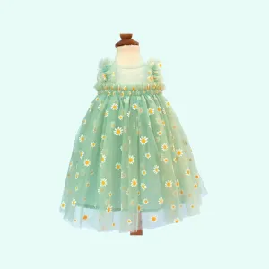 Baby Tulle Dress, Light Green Tulle Dress, Daisy Tutu Dress, Princess Outfit, Tulle Flower Girl Dress, First Birthday Dress