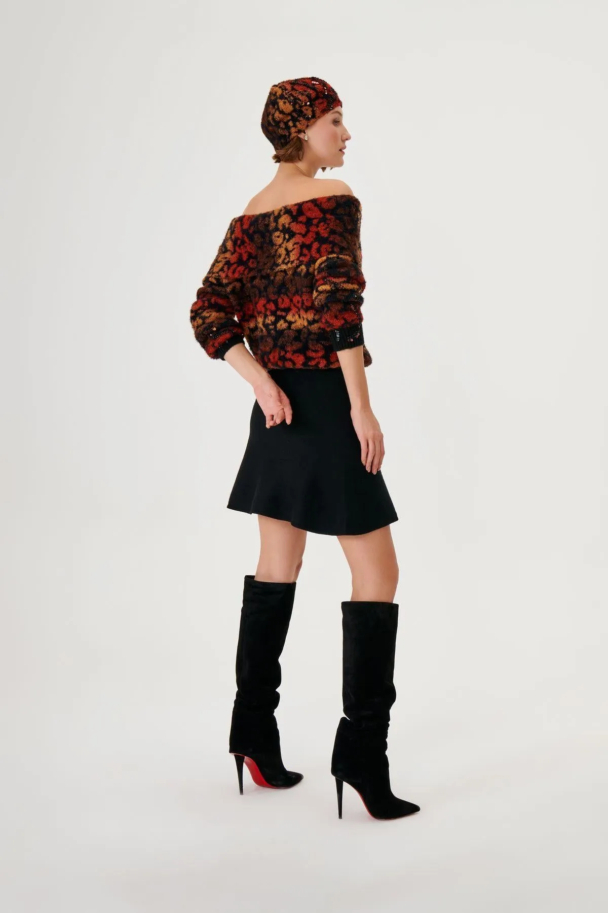 Bardot Neck Handmade Sequin Knitted Sweater