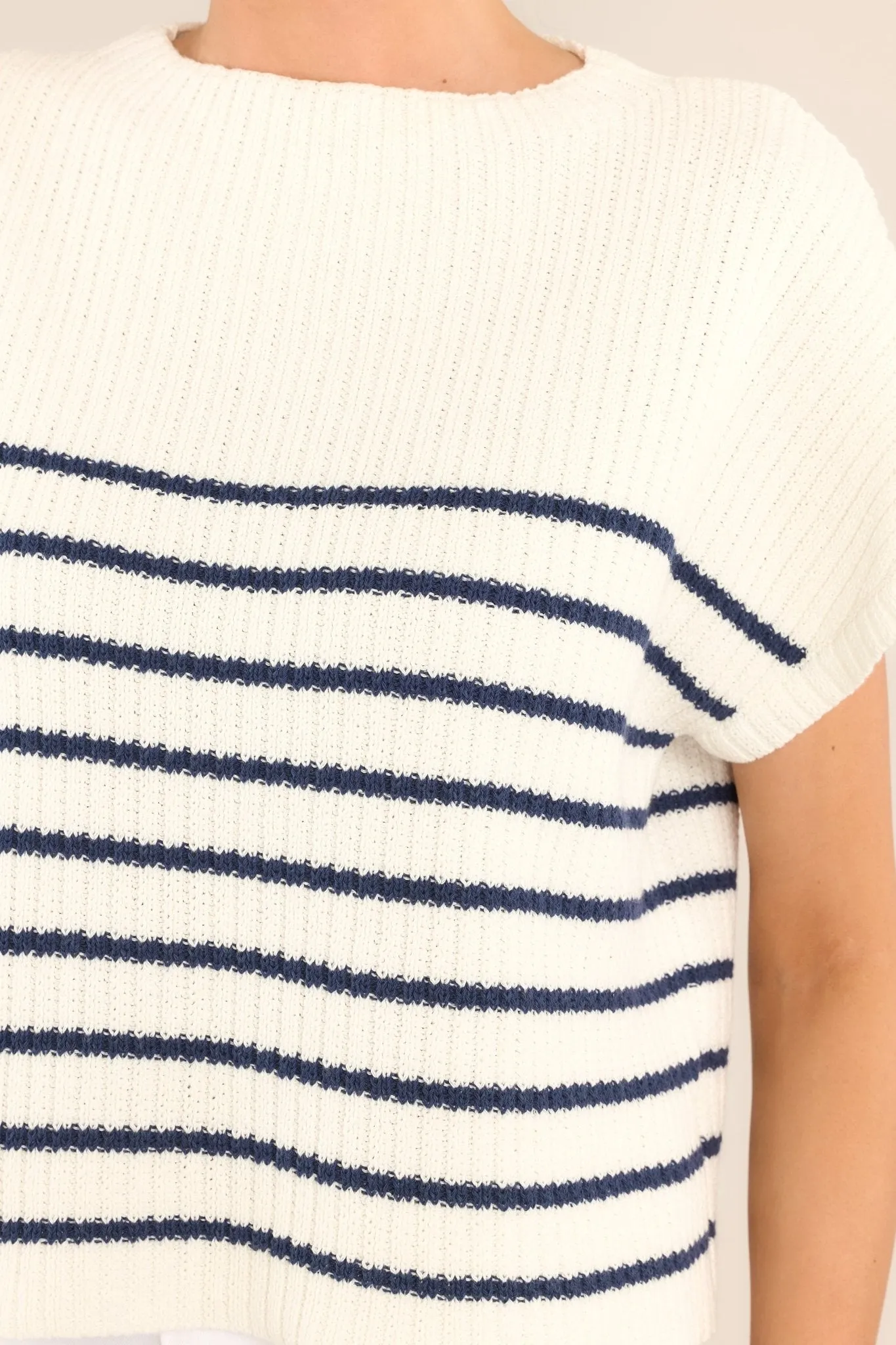 Be Brave Navy Striped Knitted Sweater Top