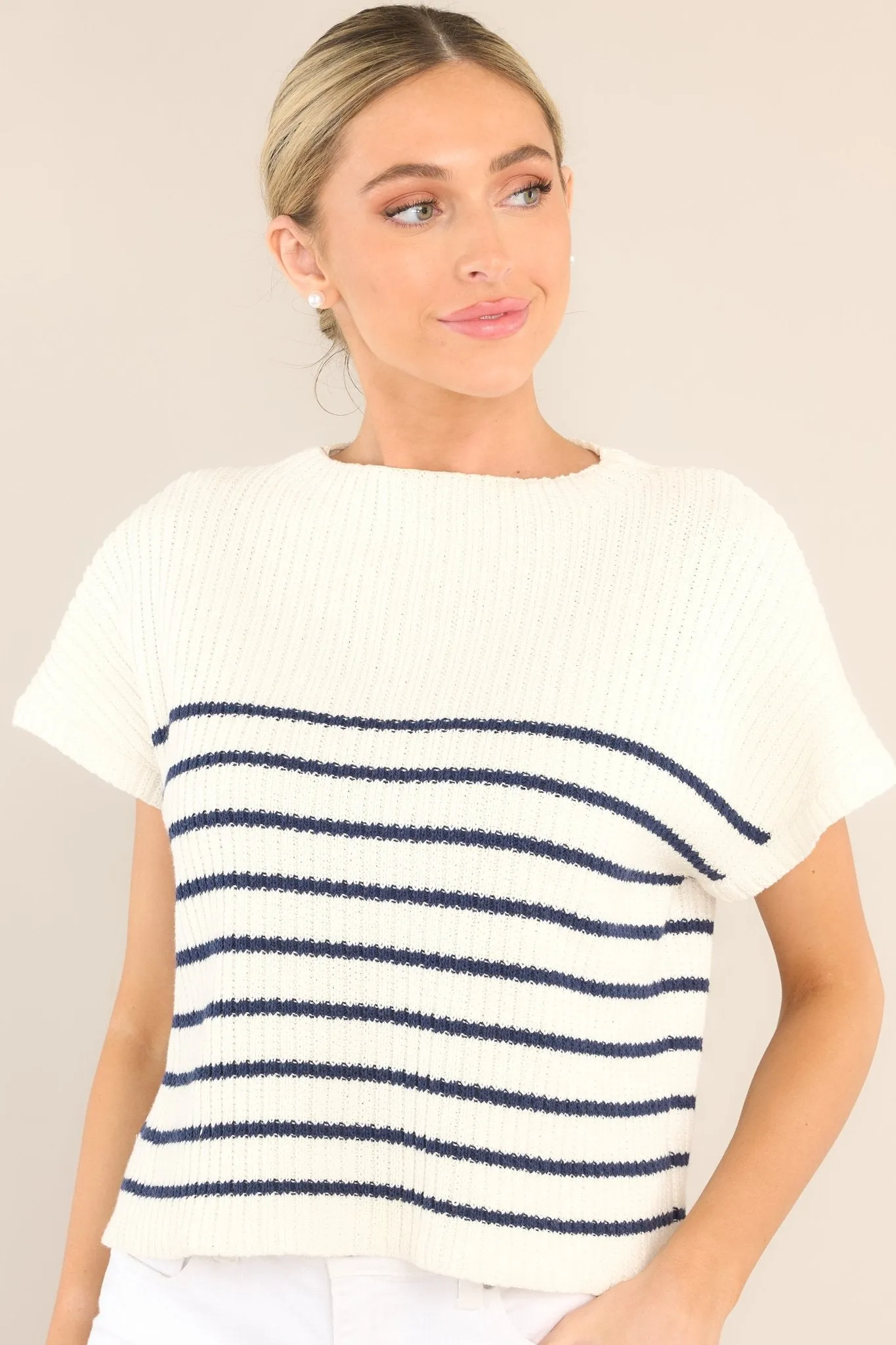 Be Brave Navy Striped Knitted Sweater Top