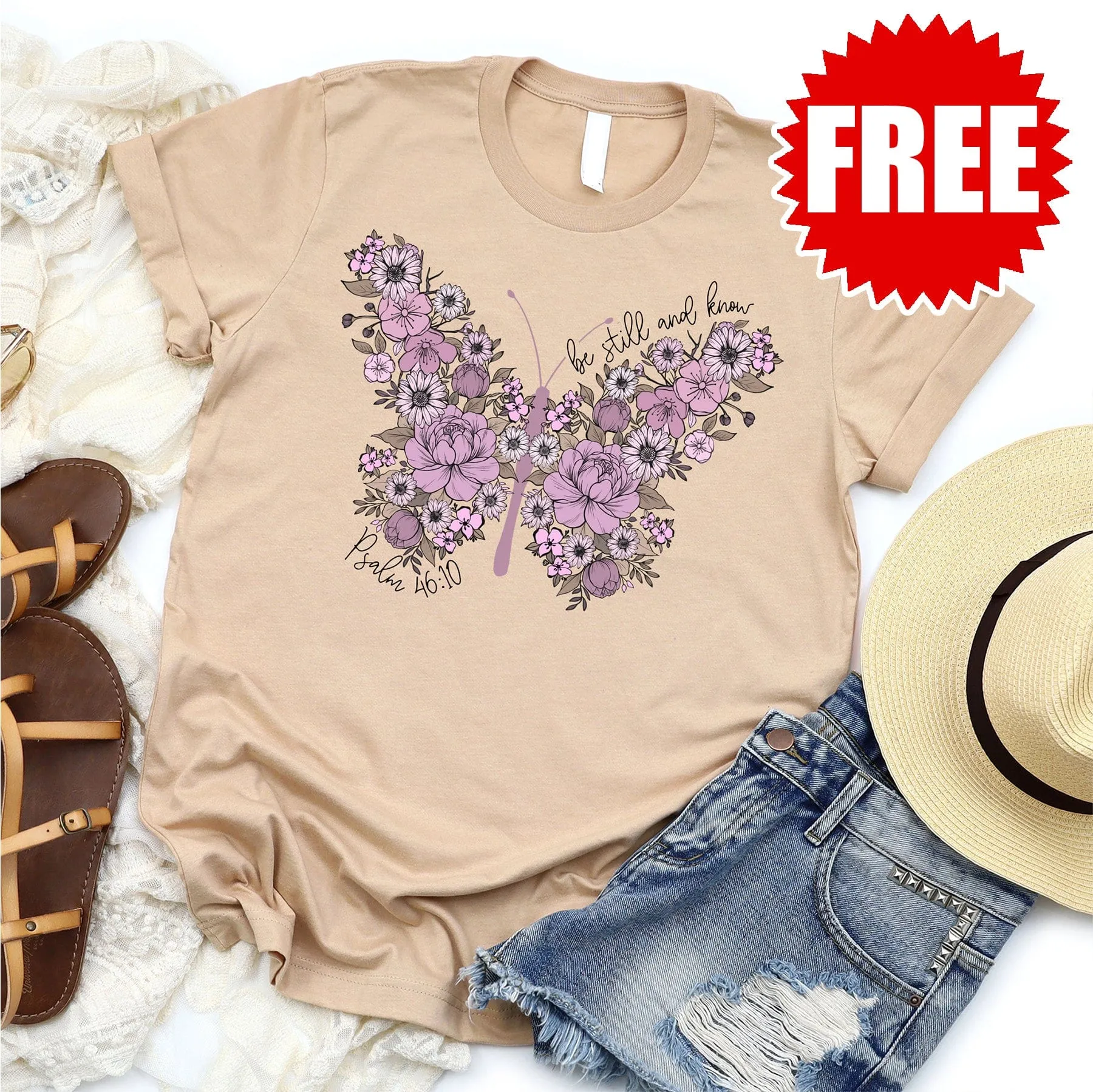 Be Still Butterfly Tee - F