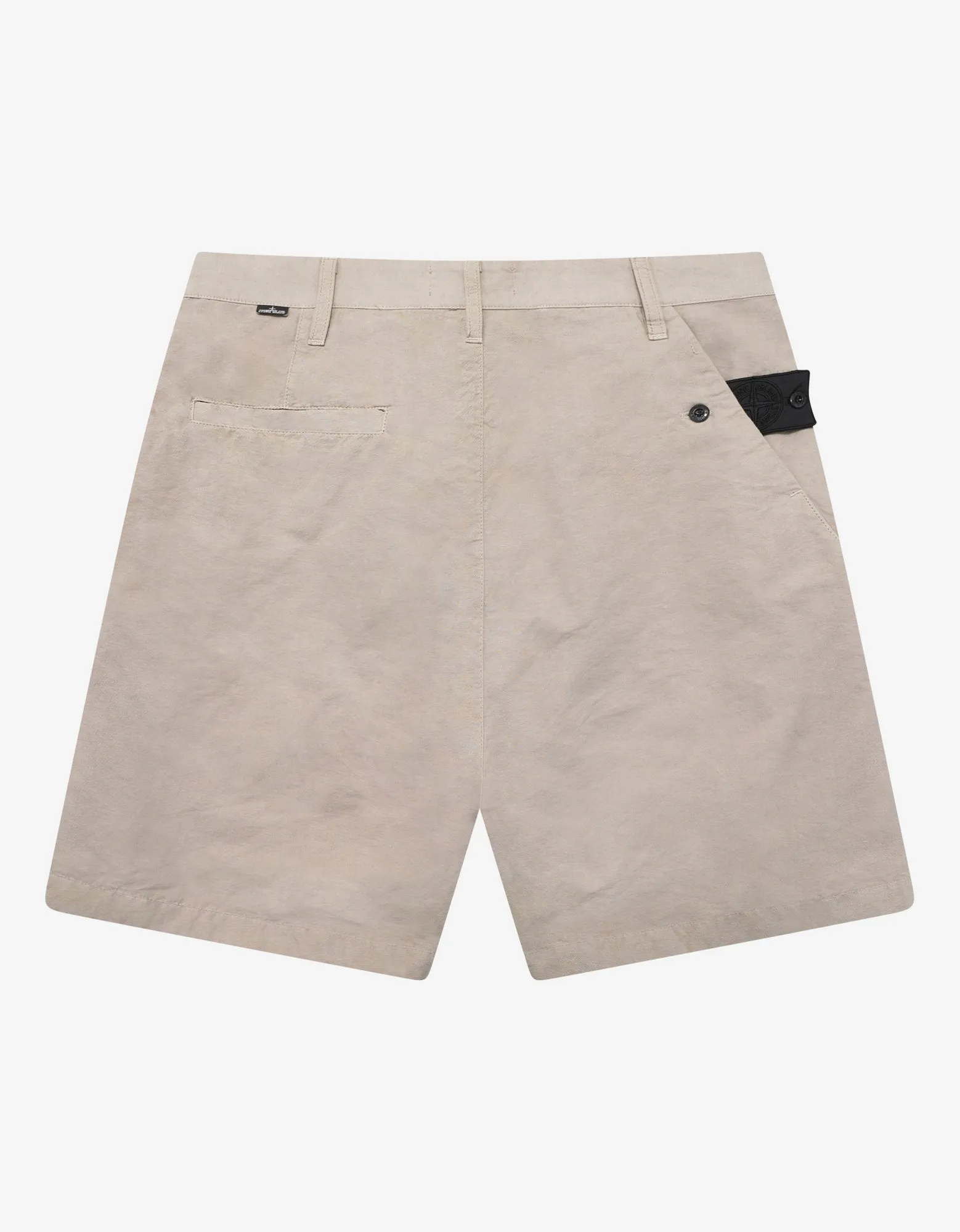 Beige Zip Chino Shorts