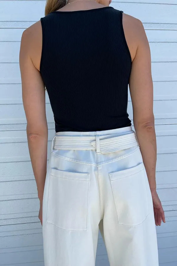 Black Vintage Ribbed Square Neck Tank (Sold Out)