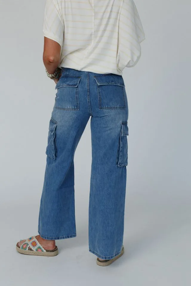 Britain Cargo Jeans - Medium Denim