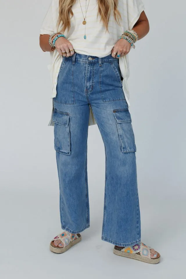 Britain Cargo Jeans - Medium Denim