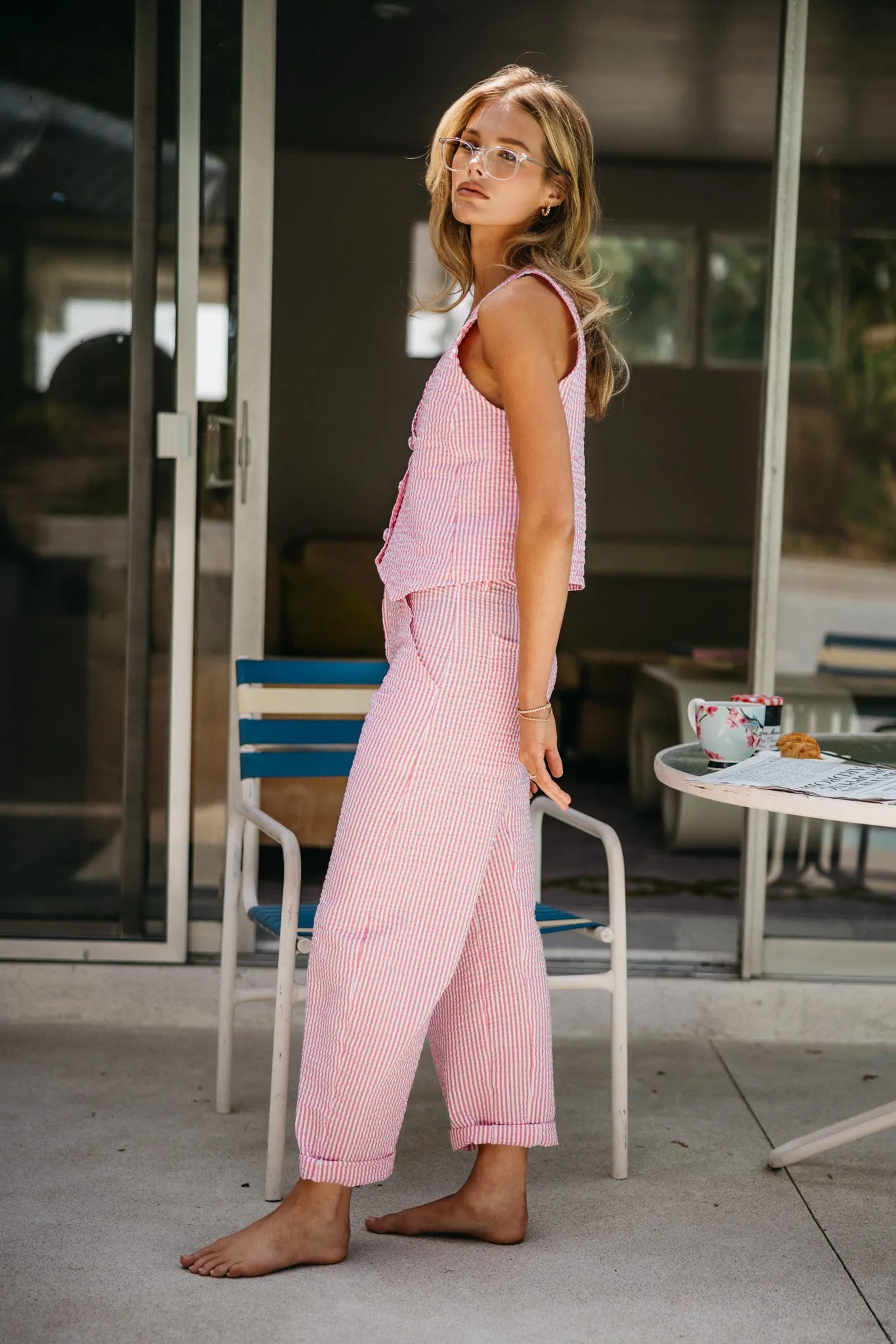 Brooks Pant - Pink Seersucker