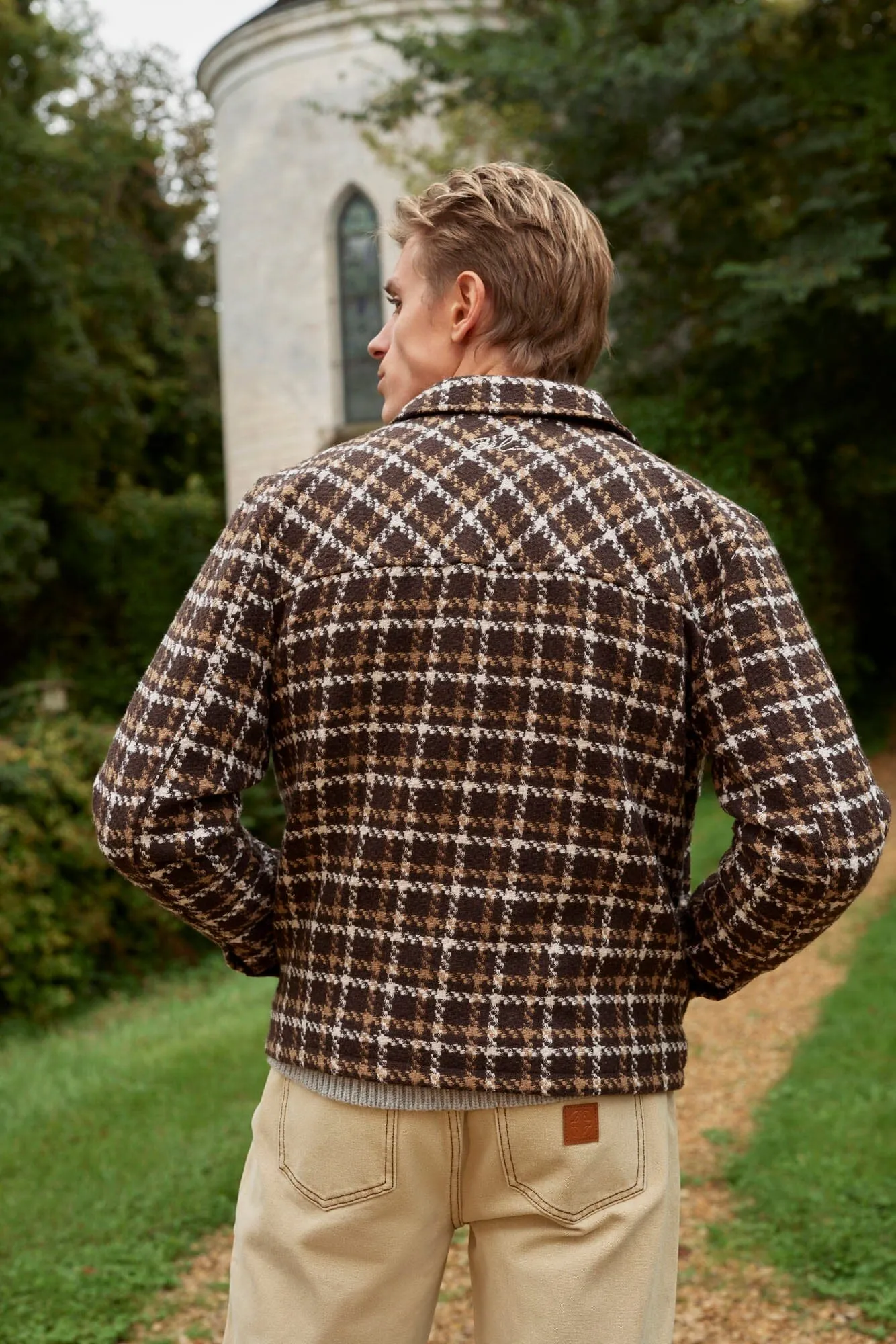 Brown Check Zip Through Jacket