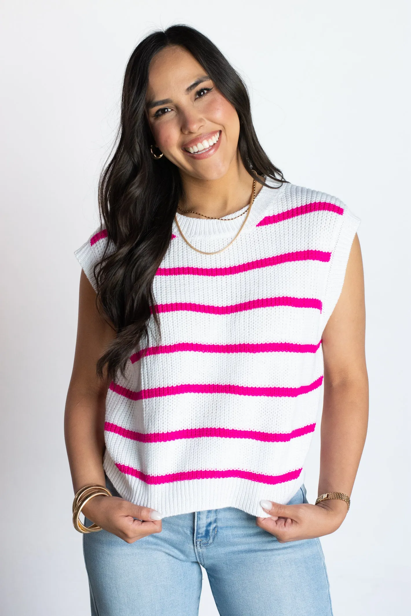 Business as Usual Pink Striped Top