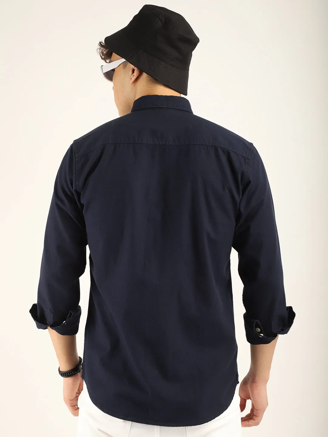 Carlo Oxford Navy Full Sleeves Shirt