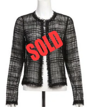 Chanel 06C 2006 Cruise Resort Black Sheer window pane Jacket Cardigan Top FR 36 US 4