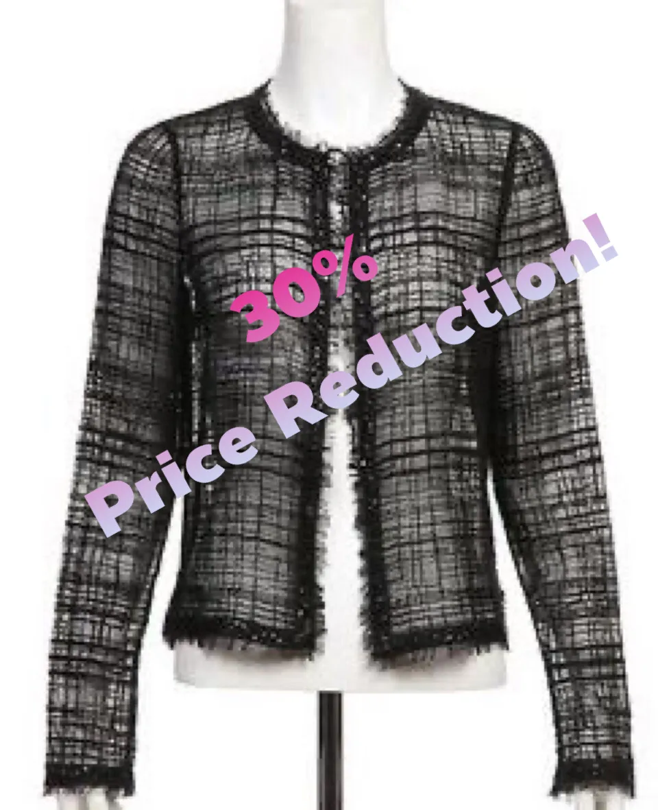 Chanel 06C 2006 Cruise Resort Black Sheer window pane Jacket Cardigan Top FR 36 US 4