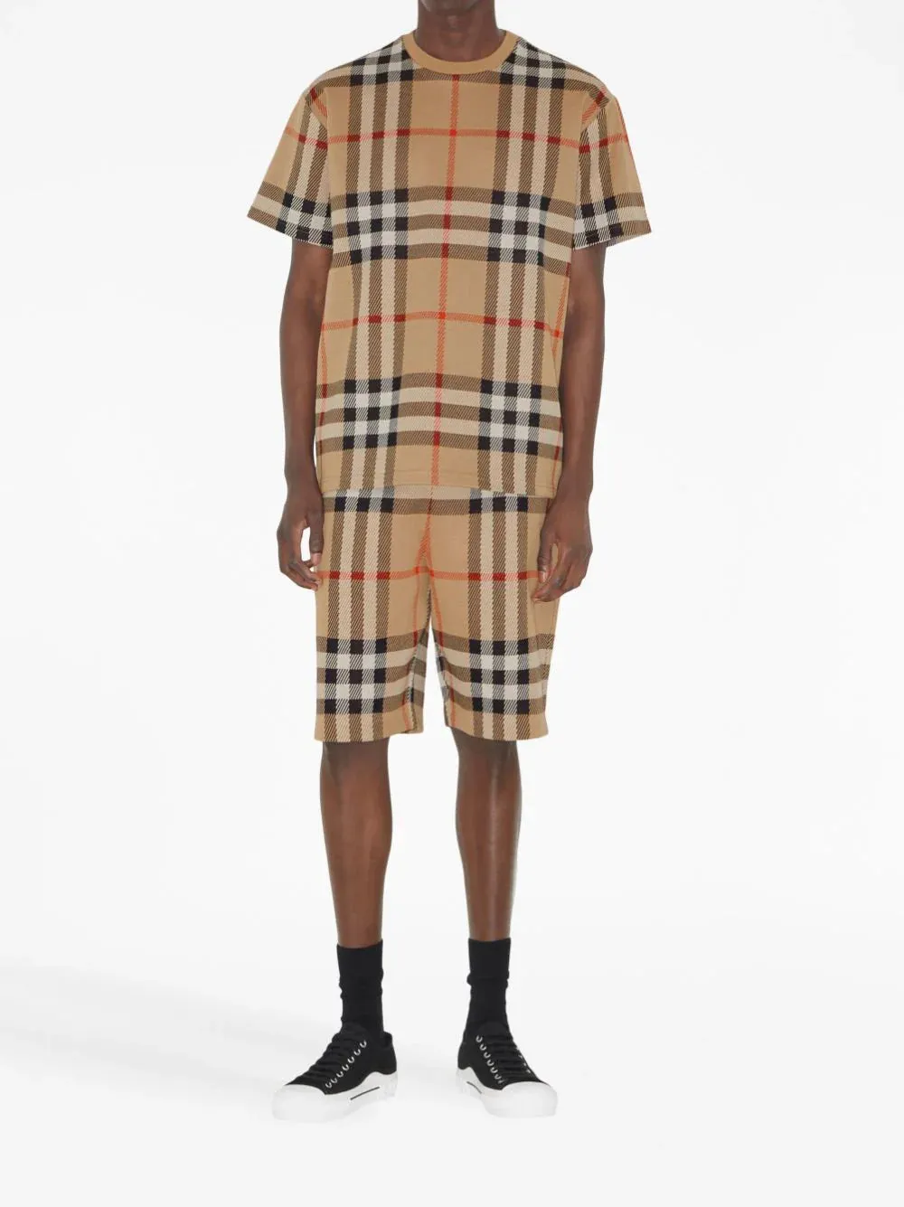 Checkered Jacquard Cotton T-Shirt