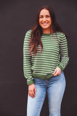 Christina Striped Sweater-Green