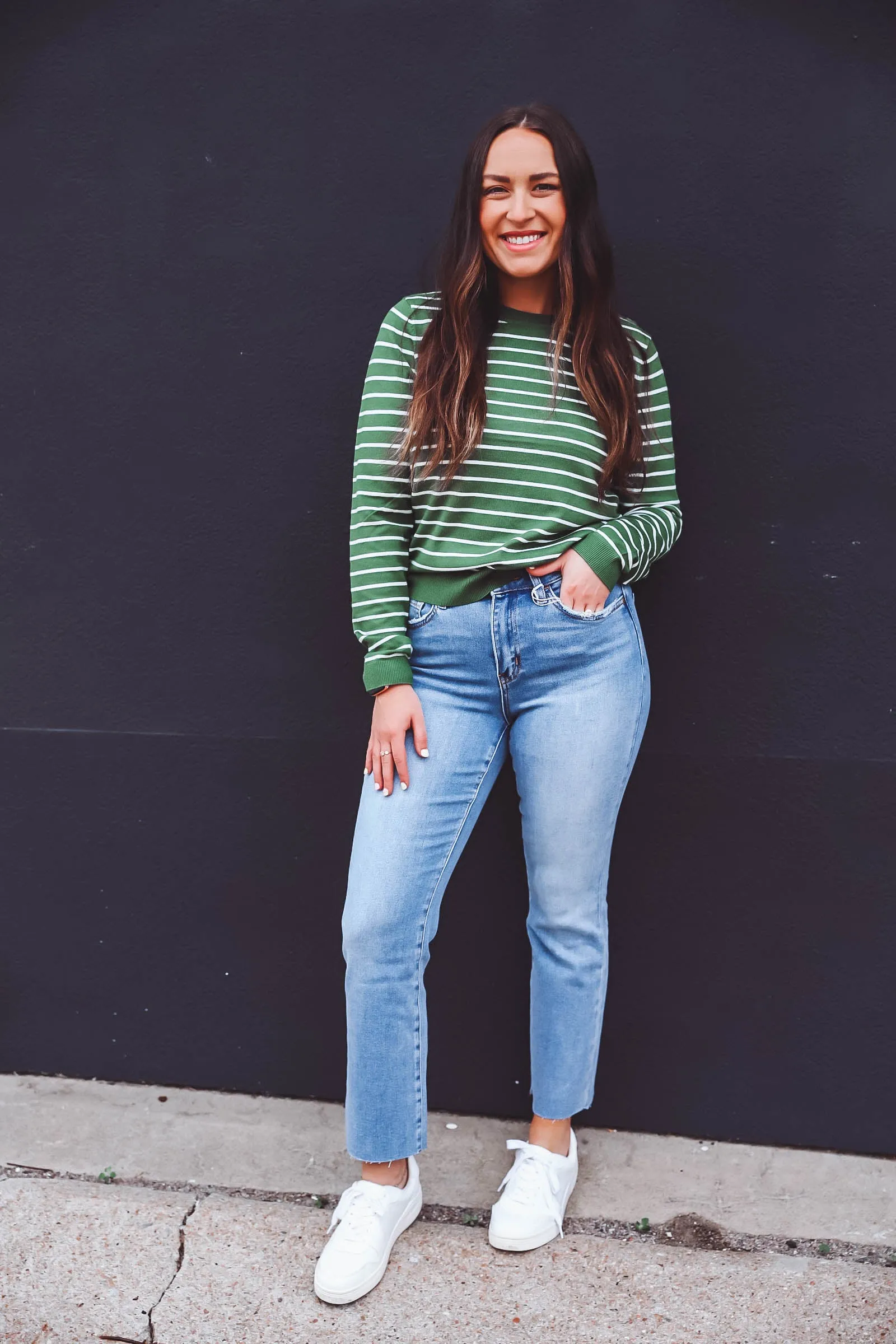 Christina Striped Sweater-Green