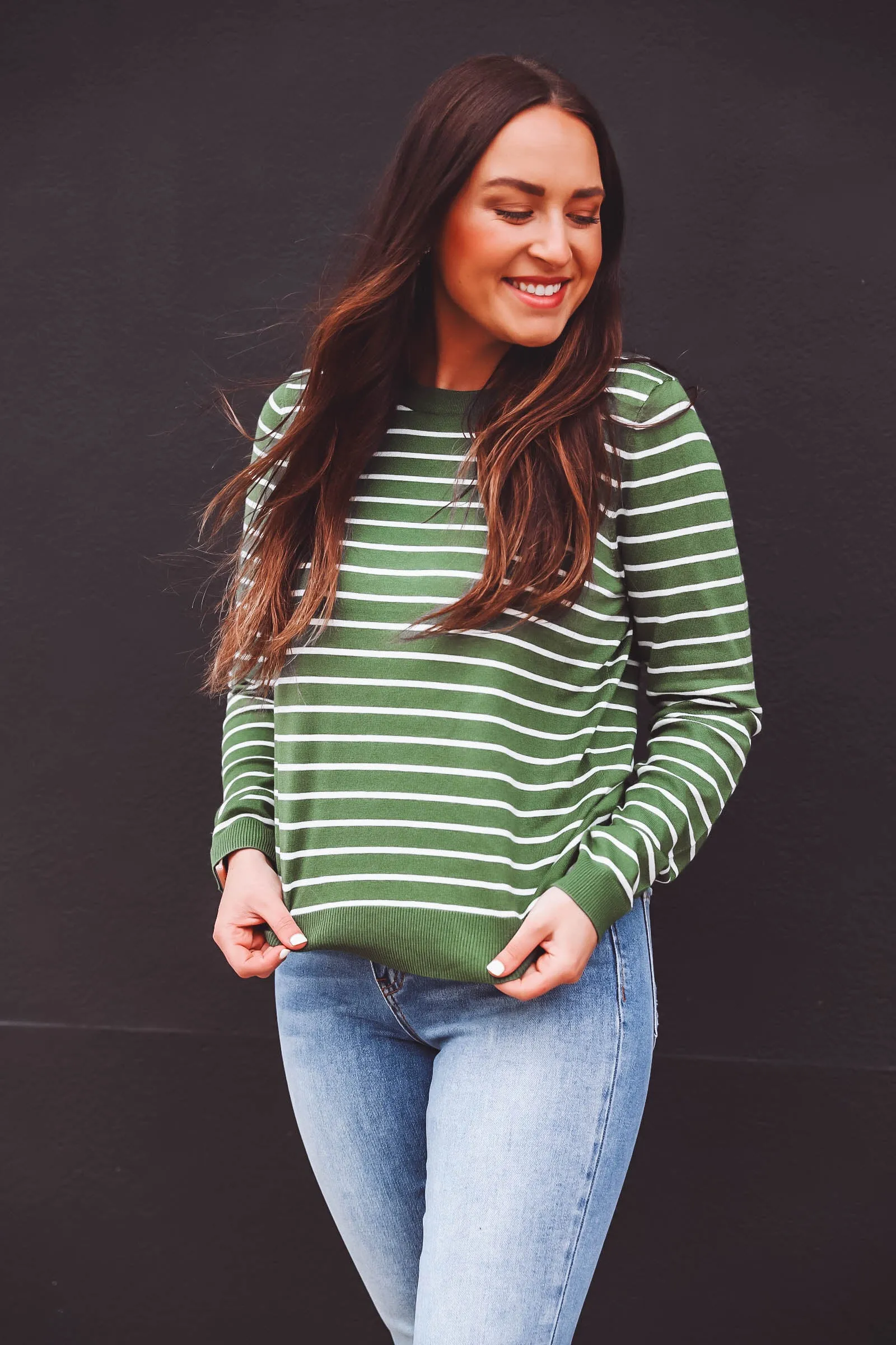 Christina Striped Sweater-Green