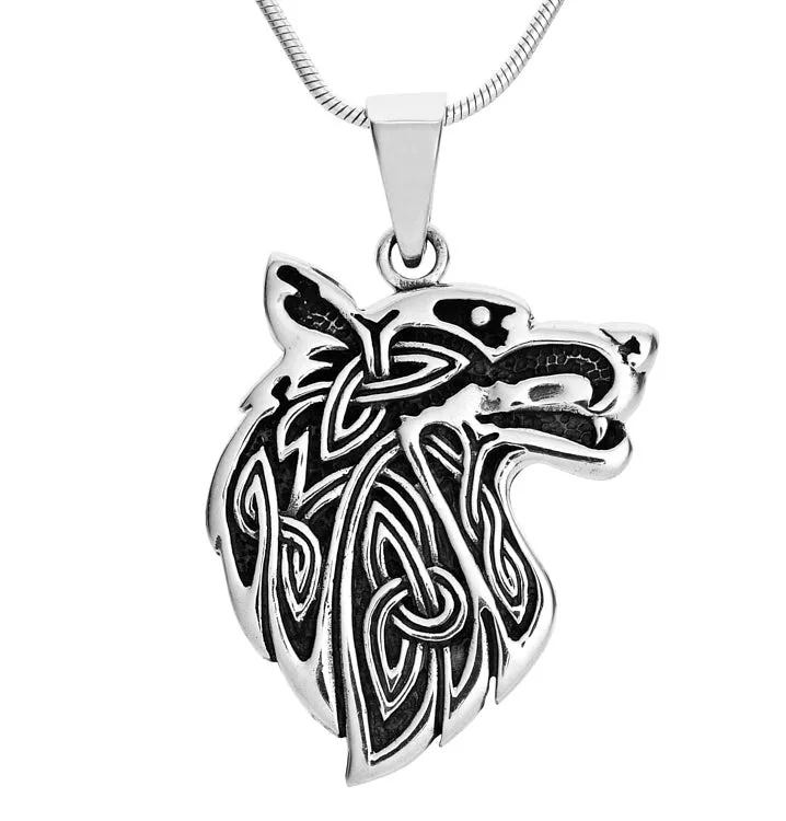 Classic Sterling Silver Wolf Pendant For Men and Women