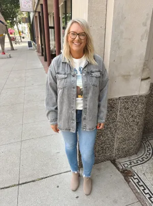 Cool Grey Denim Shirt Jacket