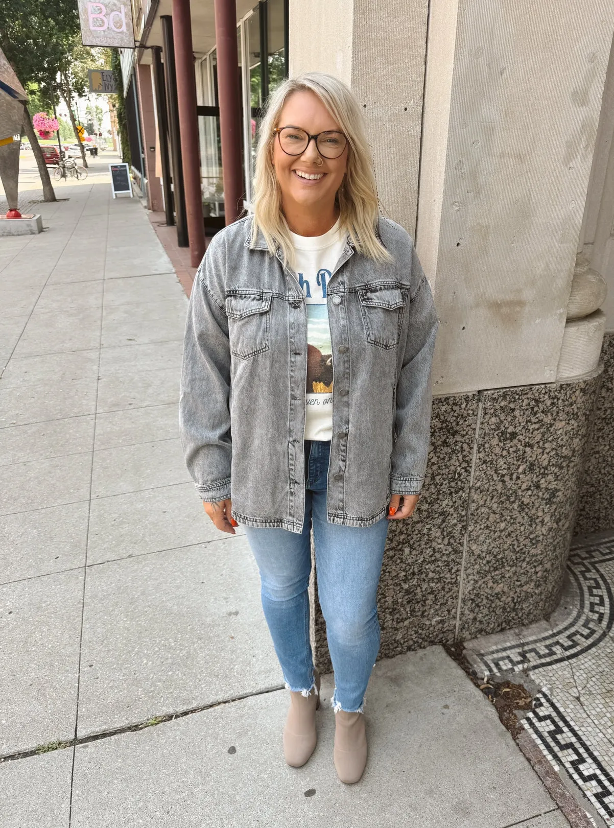 Cool Grey Denim Shirt Jacket