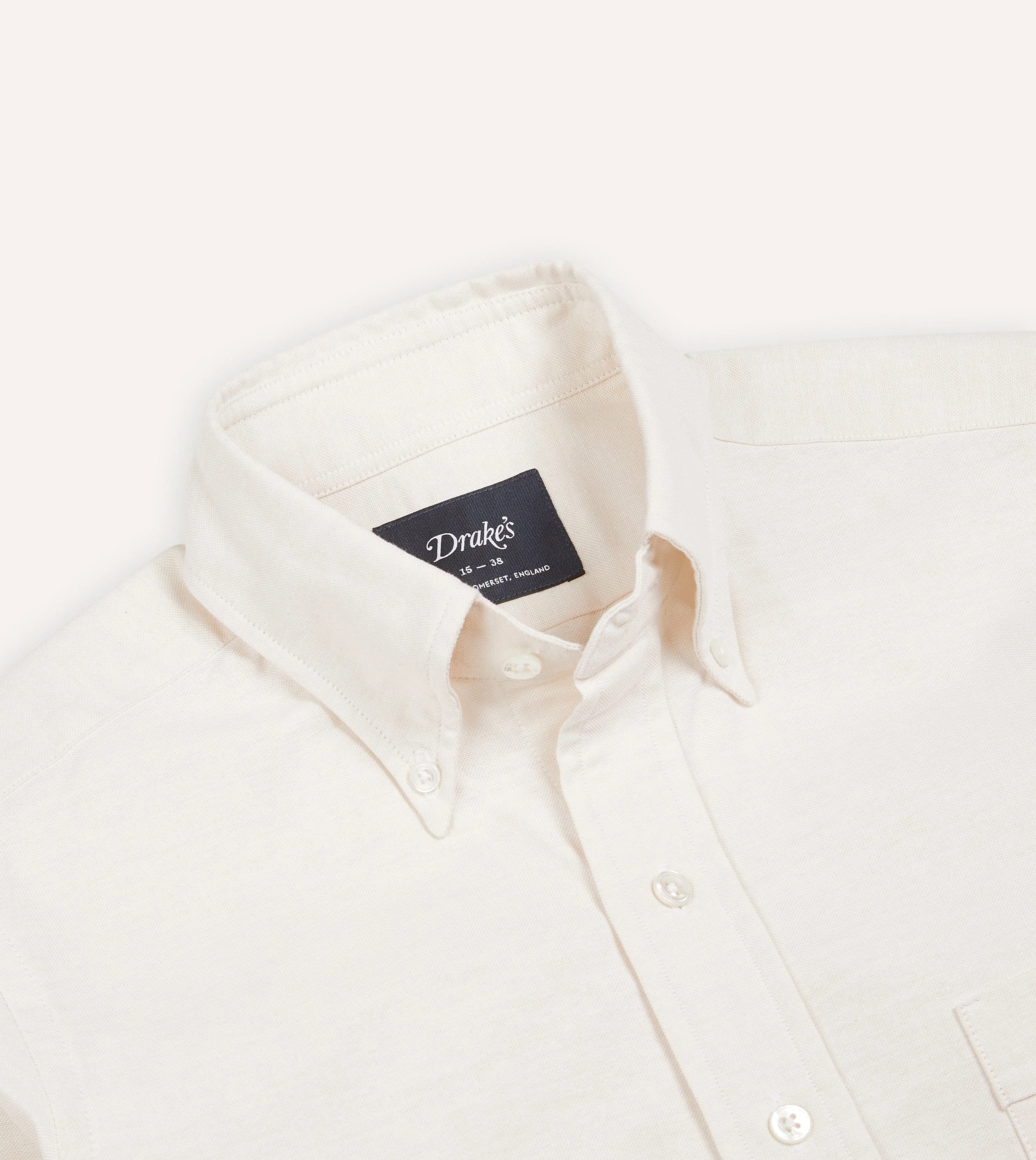 Cream Cotton Oxford Cloth Button-Down Shirt