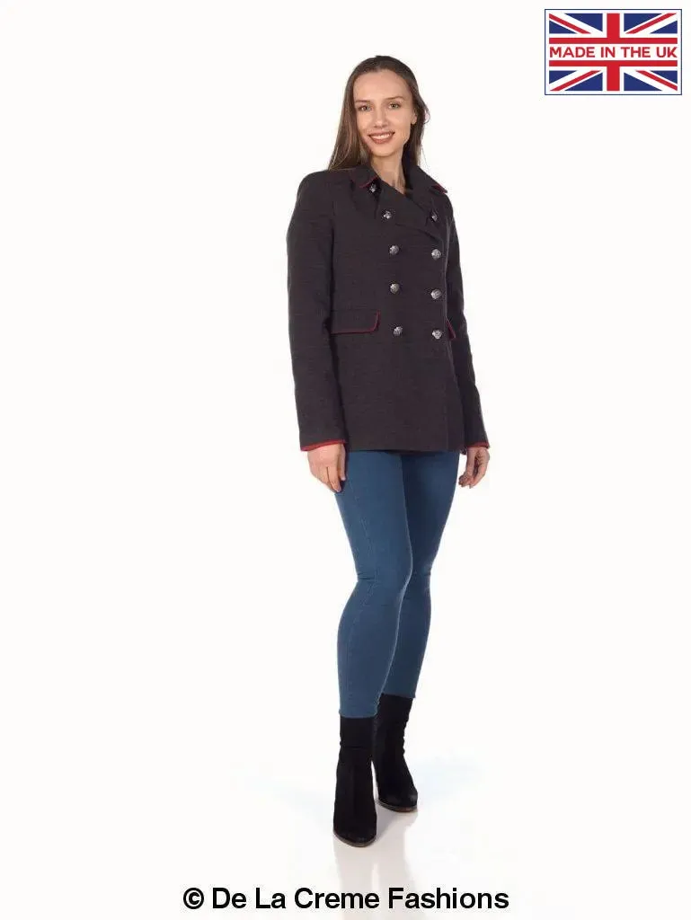 De La Creme Womens Military Style Pea Coat