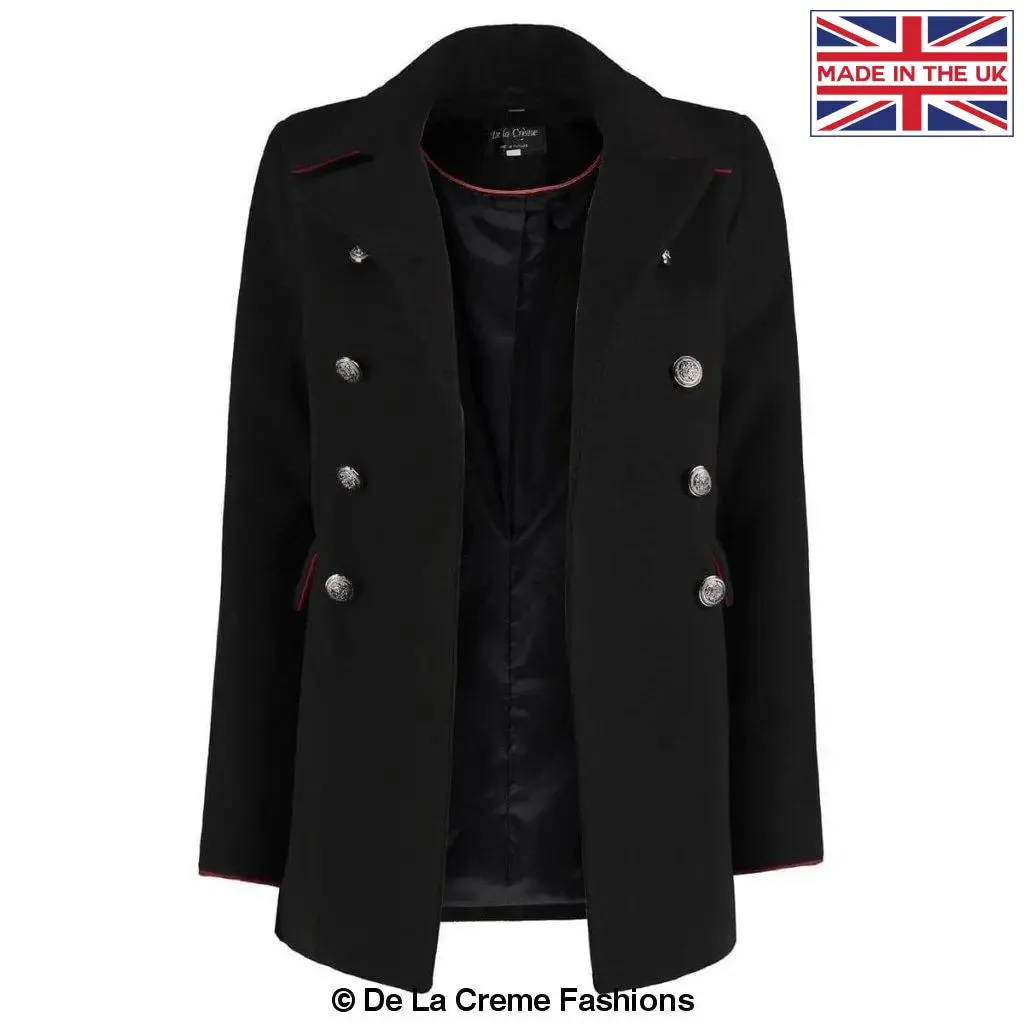 De La Creme Womens Military Style Pea Coat