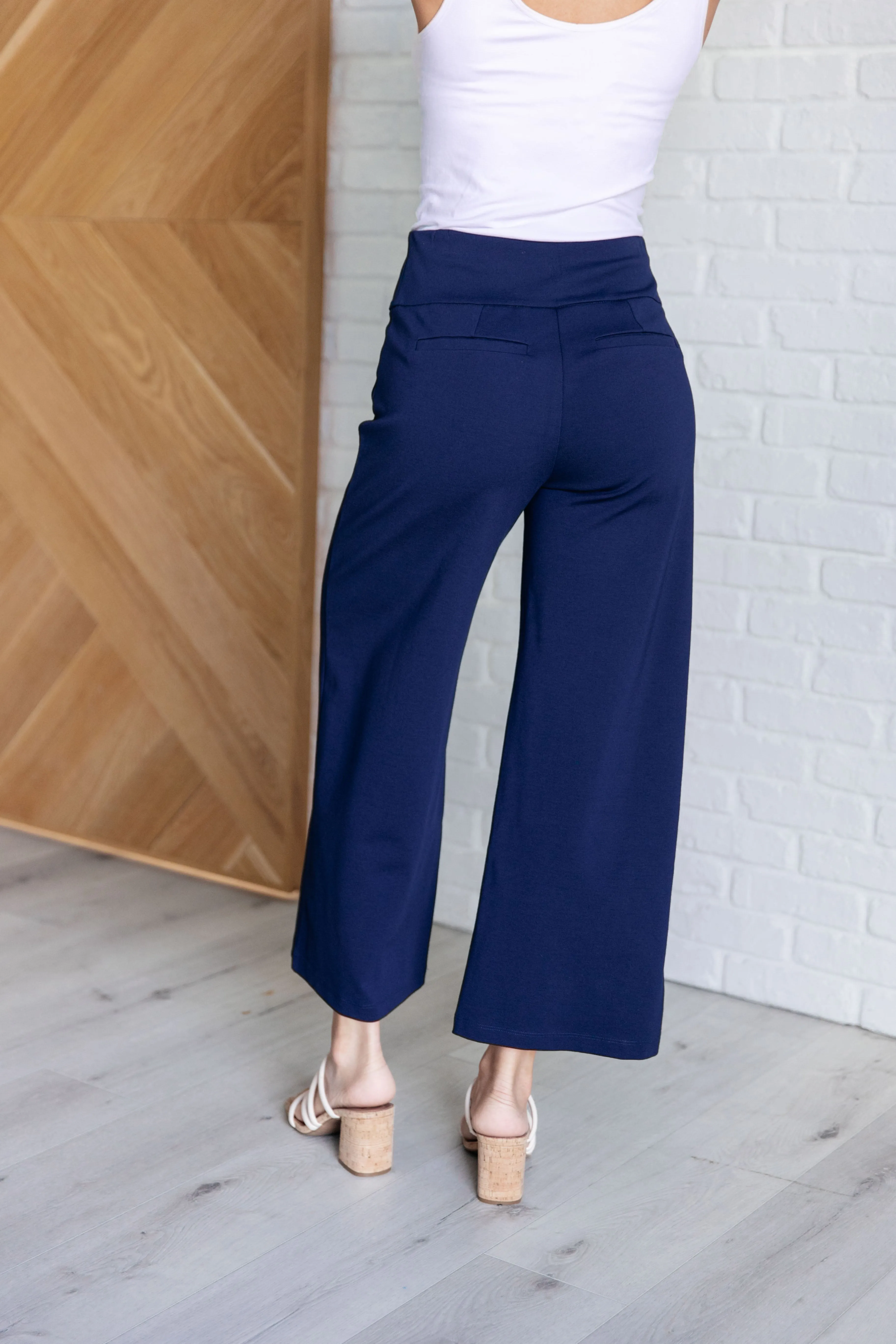 Dear Scarlett Magic Wide Leg Crop Pants in Navy