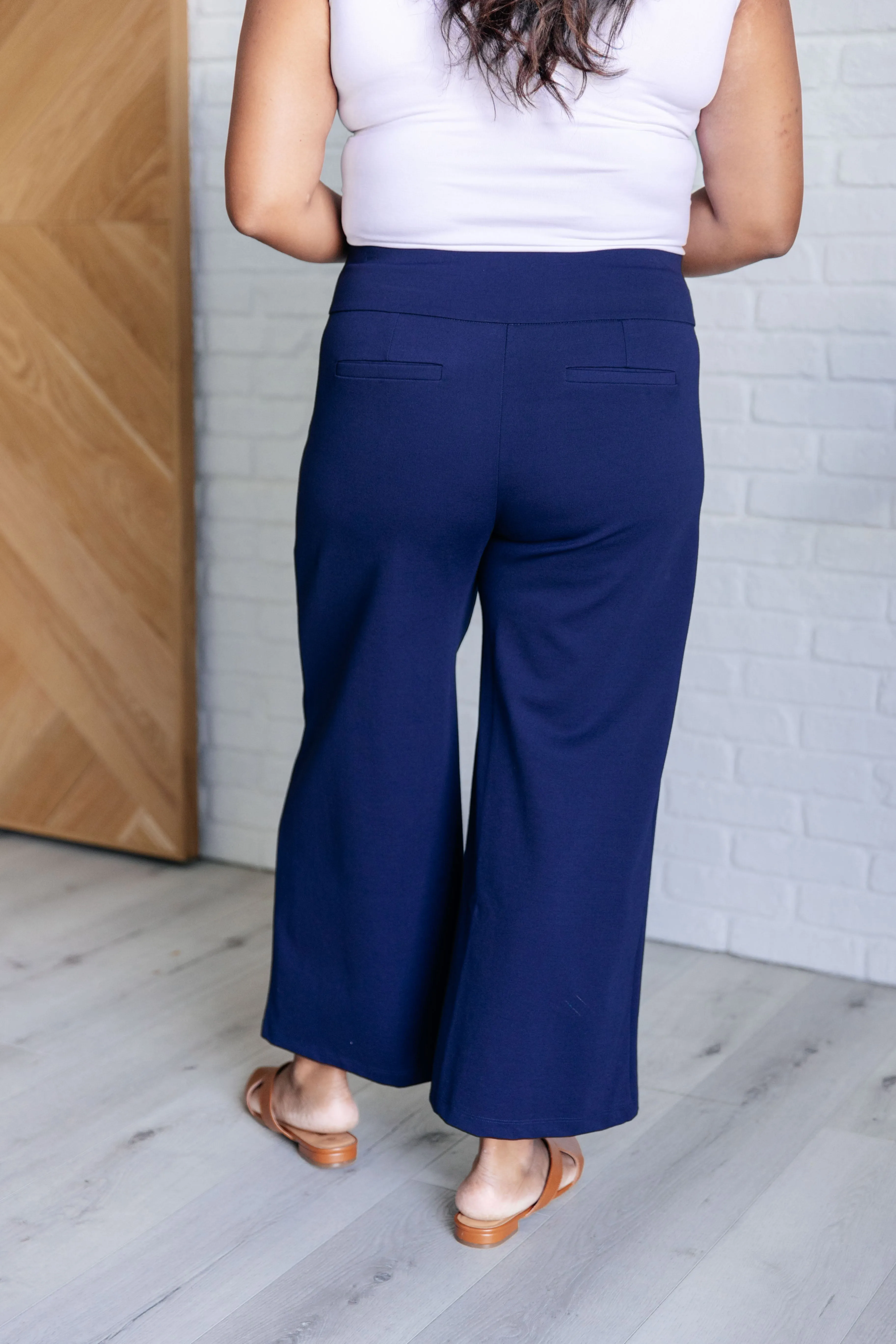 Dear Scarlett Magic Wide Leg Crop Pants in Navy