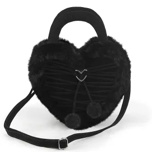 Demonia Faux Fur Heart-Shaped Purse