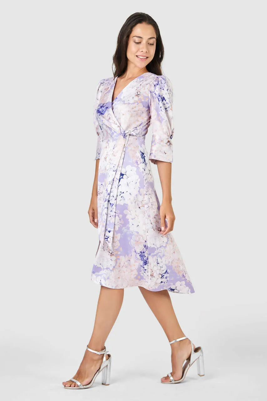 Dionne Tie Wrap Dress (Lilac)